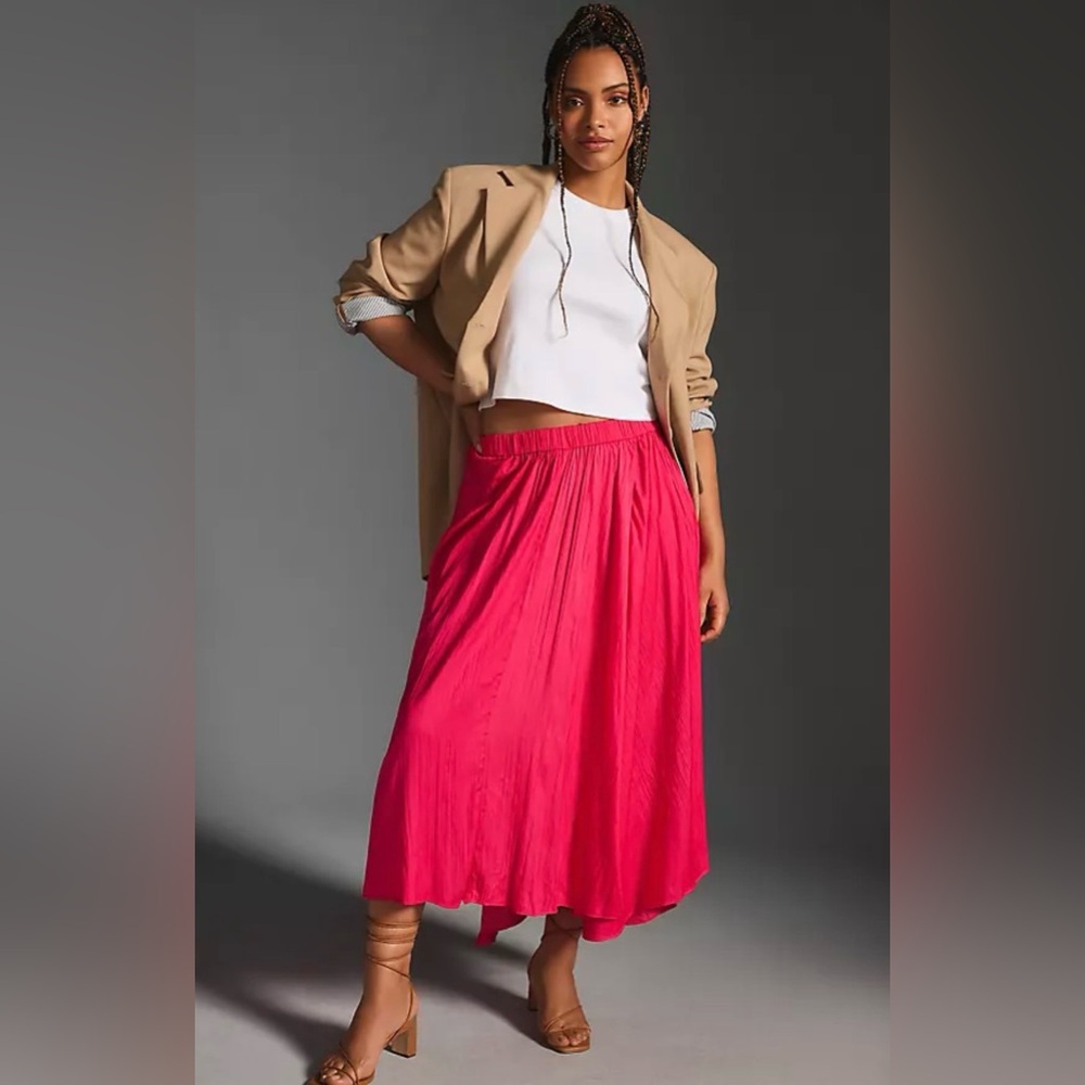 Anthropologie Bright Pink A-Line Skirt